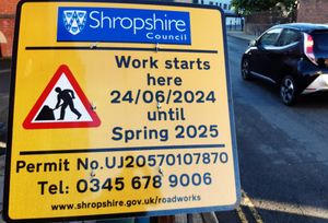 The council roadworks sign in Chester Street