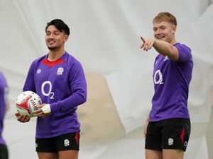 Marcus Smith, left, and Fin Smith in England training