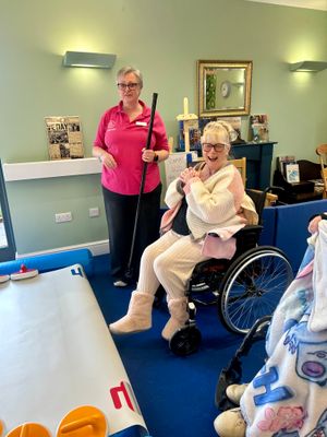 Residents at Uplands Care Home in Shrewsbury have been having a go at indoor curling