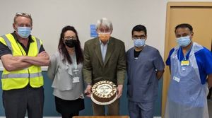 Dr Rahul Dubb, Andrew Mitchell MP and members of the vaccine team  