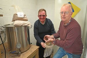 David Johnson and Kevin McElduff show how part of the process works for brewing at the Firs