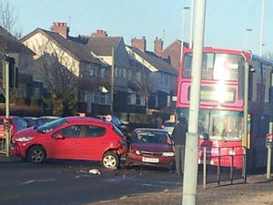 Supporting image for story: Cars collide and block bus during morning rush hour in Wolverhampton