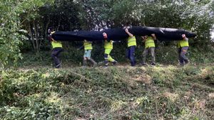 Carrying the canal liner