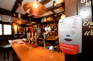 Hand sanitiser is on offer around the bar