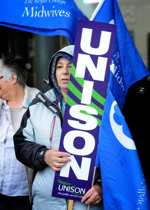 NHS Staff on the picket line at Walsall Manor Hospital
