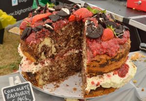 One of the tempting cakes on sale