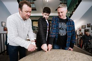 Artist Paul Kennedy with Jack Temmerman and Tim Rawlins 