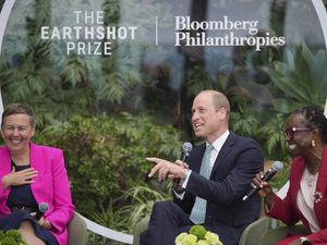 Supporting image for story: William wears recycled plastic tie as he hails those finding ‘climate solutions’