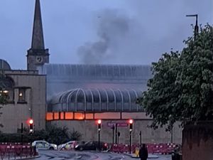Supporting image for story: Firefighters battle skip blaze at old Sainsbury's in Wolverhampton city centre