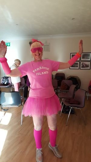 LCSG member Sally Ford wears her tutu with pride.