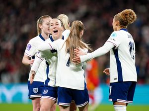 England celebrate their winning goal