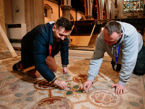 Supporting image for story: Bishop's delight as public can view historic flooring discovery at Shrewsbury Cathedral