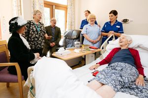 Shropshire High Sheriff Selina Graham speaks with patient Mary Reedy during her visit to Severn Hospice