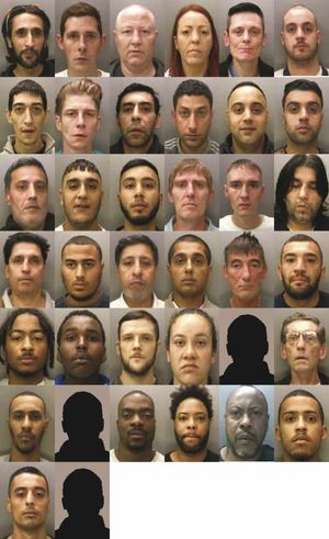 Police mugshots of those convicted