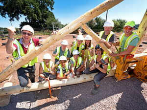 Supporting image for story: Straw bale bunkhouse progressing well in Shropshire sun - with video and pictures