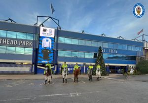 The horses have been seen out and about at grounds such as St. Andrews @ Knighthead Park when Birmingham City hosted Charlton Athletic. Photo: West Midlands Police