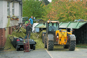 The scene of the accident near the Queens Head pub. Picture by reader Tim Mitchell