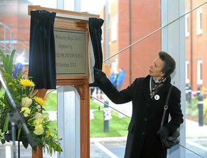 Unveiling the plaque for the Princess Royal Hall