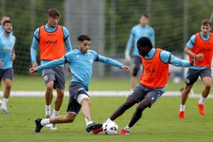 Mo Diomande, right, was among the Baggies young players who travelled to Austria. (Photo by Adam Fradgley/West Bromwich Albion FC via Getty Images)