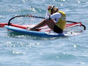 Supporting image for story: Emma Wilson has to settle for windsurfing bronze after falling away in final
