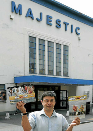 Manager James outside traditional cinema, the Majestic