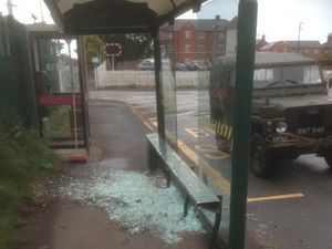 Supporting image for story: Wem bus shelter glass broken by coach