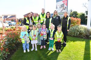 Staff and children from Little Explorers with the Barratt Homes and Benchmark team