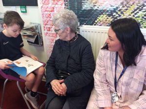 Residents from Hempstalls Hall Care Home joined the celebrations for World Book Day at nearby Hempstalls Primary School.