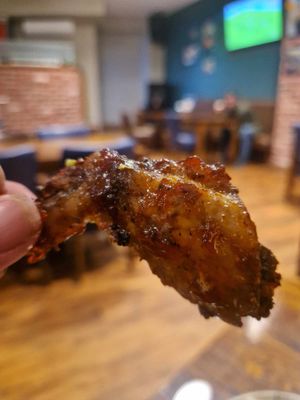 A jerk chicken wing