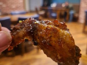 A jerk chicken wing