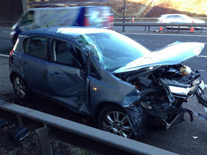 Supporting image for story: IN PICTURES: Driver 'lucky' to avoid injuries in M5 smash