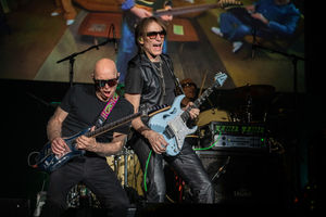 Joe Satriani and Steve Vai in SATCHVAI Band (photo by Jon Luini)