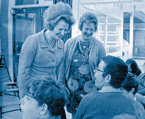 Lady Thatcher, the then education minister, visiting a school in Shrewsbury on March 17, 1972.
