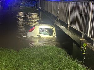 Supporting image for story: Rescuer jumps into flood water to free three-year-old and driver from this car