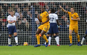 Willy Boly of Wolverhampton Wanderers celebrates after scoring a goal to make it 1-1 (AMA)