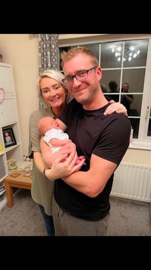 Hannah and Phil with their new daughter, Ruby