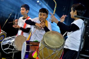 Drumming kids were part of the entertainment at the lights event