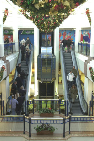 Shoppers in the Pride Hill centre.