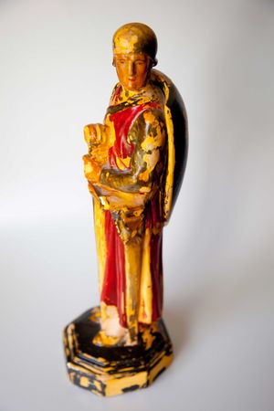 A Sentinel statuette which stood above the entrance to the building.