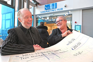 Andy donated £200 to Well Wishers today on his birthday. Pictured with fundraising manager Georgie Westley