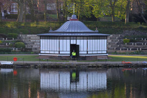 Police at the scene during the search