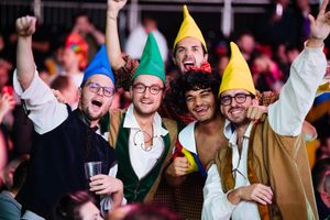 Fans enjoying the darts