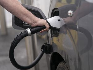 An electric car being charged