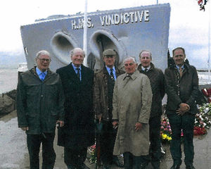 From left are Philip Godsal, great nephew, Michael Godsal, nephew, Brigadier David Godsal, great nephew, Captain Walter Godsal RN, nephew, Rupert Godsal, great nephew, and John Birchenough, great nephew