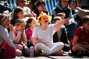 Crowds gathered in Bailey Head to see the street circus
