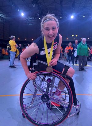 Kelly in the wheelchair basketball event.