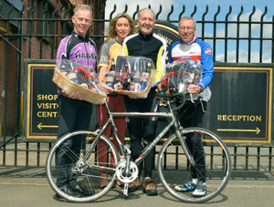 Left, David Viner has the support of, centre, former World Cycling Champion Hugh Porter