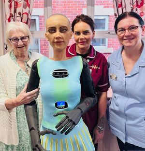 Residents at Newbury Manor Nursing Home were given a glimpse of the future after welcoming a rare humanoid robot to their home for a special demonstration.