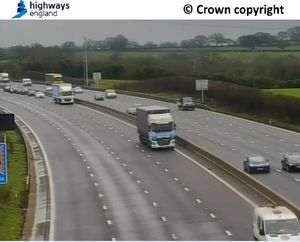 Cars can be seen travelling the same way in both directions on the M6 after being turned around