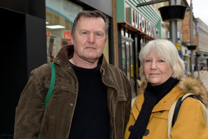 Dave and Jane McCall in Wolverhampton city centre. Mr McCall said he wanted to see what the effect of the budget would be to self-employed workers such as himself